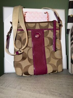 NWOT Coach Brown and Burgundy Crossbody Bag